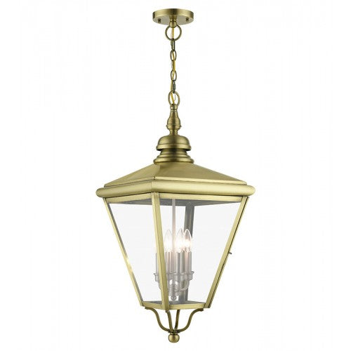 Antique Hardware 4 Light Antique Brass Outdoor Extra Large Pendant Lantern with Brushed Nickel Finish Cluster Exterior