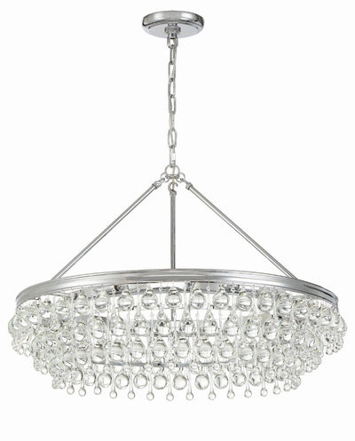 Antique Hardware Calypso 6 Light Crystal Teardrop Polished Chrome Chandelier Chandelier