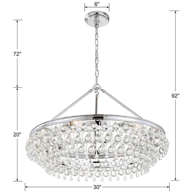 Antique Hardware Calypso 6 Light Crystal Teardrop Polished Chrome Chandelier Chandelier