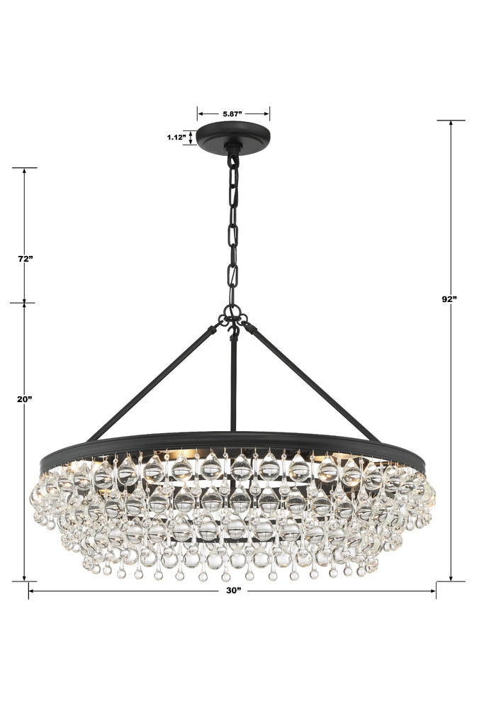 Antique Hardware Calypso 6 Light Matte Black Chandelier Chandelier