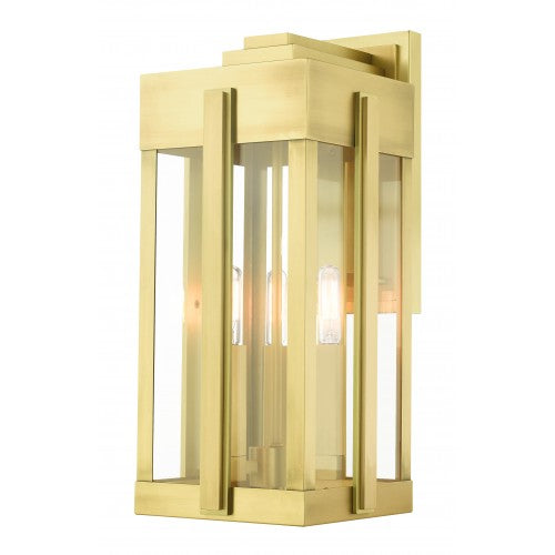 Antique Hardware 3 Light Natural Brass Outdoor Wall Lantern Exterior