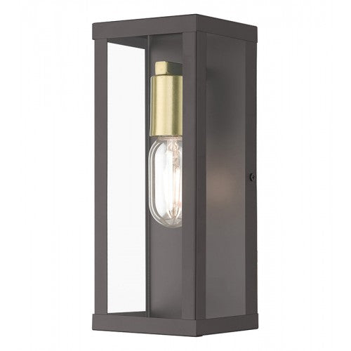 Antique Hardware 1 Light Bronze Outdoor ADA Medium Wall Lantern with Antique Gold Finish Accents Exterior