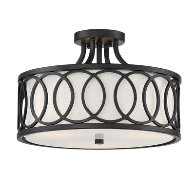 ##Antique Hardware## Libby Langdon Graham 3 Light Matte Black Semi Flush Mount