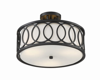 ##Antique Hardware## Libby Langdon Graham 3 Light Matte Black Semi Flush Mount