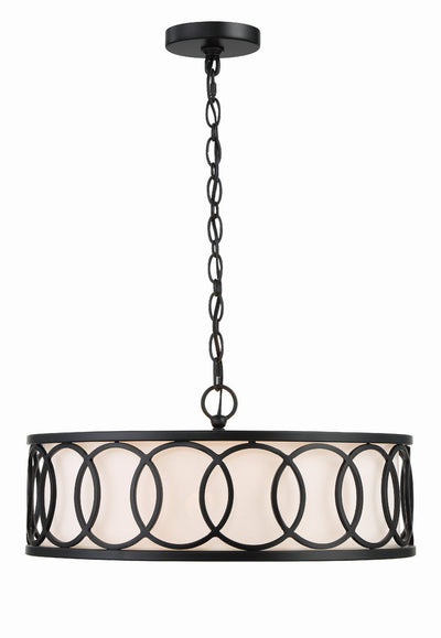 ##Antique Hardware## Libby Langdon Graham 6 Light Matte Black Chandelier