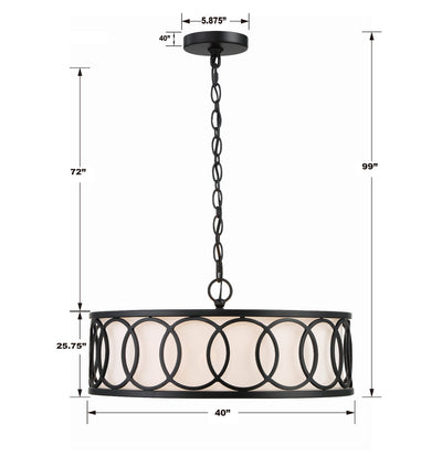 ##Antique Hardware## Libby Langdon Graham 6 Light Matte Black Chandelier