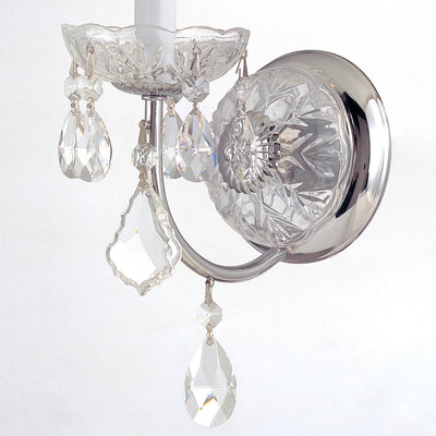 ##Antique Hardware## Imperial 1 Light Hand Cut Crystal Polished Chrome Sconce