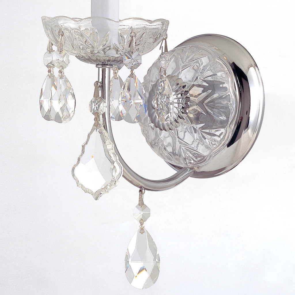 ##Antique Hardware## Imperial 1 Light Spectra Crystal Polished Chrome Sconce