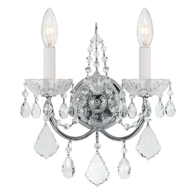 ##Antique Hardware## Imperial 2 Light Swarovski Strass Crystal Polished Chrome Sconce