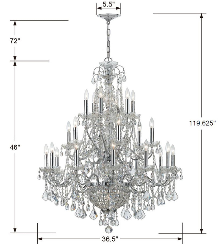 ##Antique Hardware## Imperial 26 Light Hand Cut Crystal Polished Chrome Chandelier