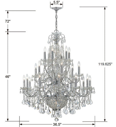 ##Antique Hardware## Imperial 26 Light Hand Cut Crystal Polished Chrome Chandelier