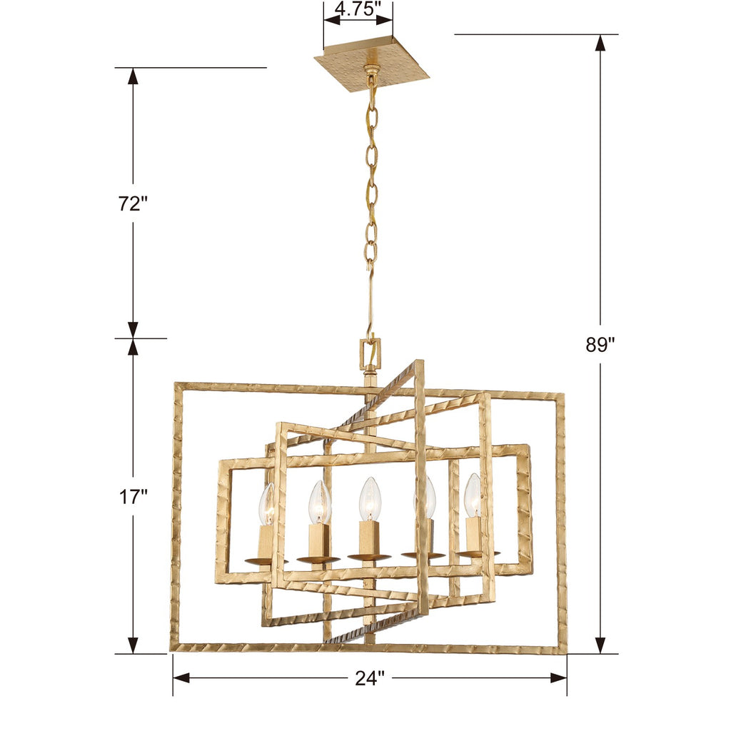 Antique Hardware Capri 5 Light Antique Gold Chandelier Chandelier