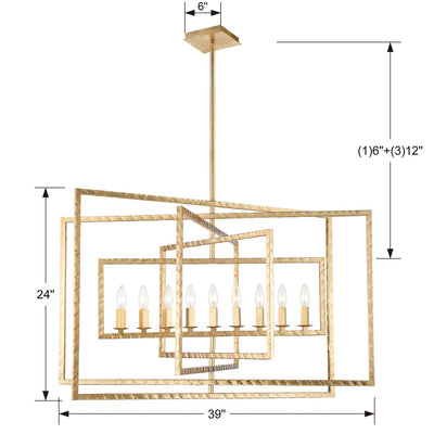 Antique Hardware Capri 9 Light Antique Gold Chandelier Chandelier