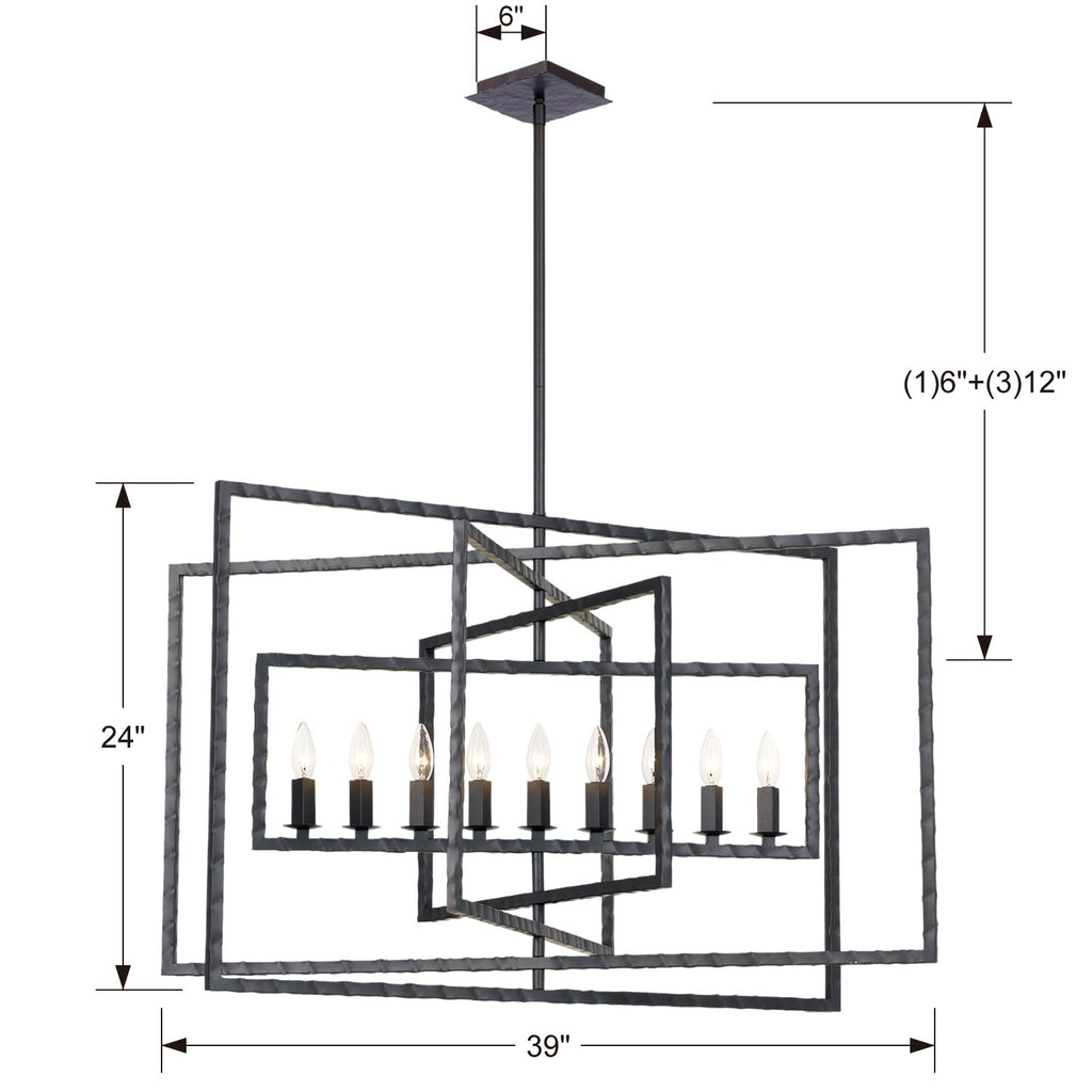 Antique Hardware Capri 9 Light Raw Steel Chandelier Chandelier