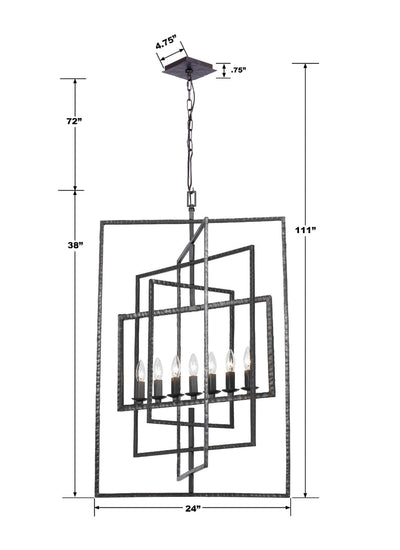 Antique Hardware Capri 7 Light Raw Steel Chandelier Chandelier