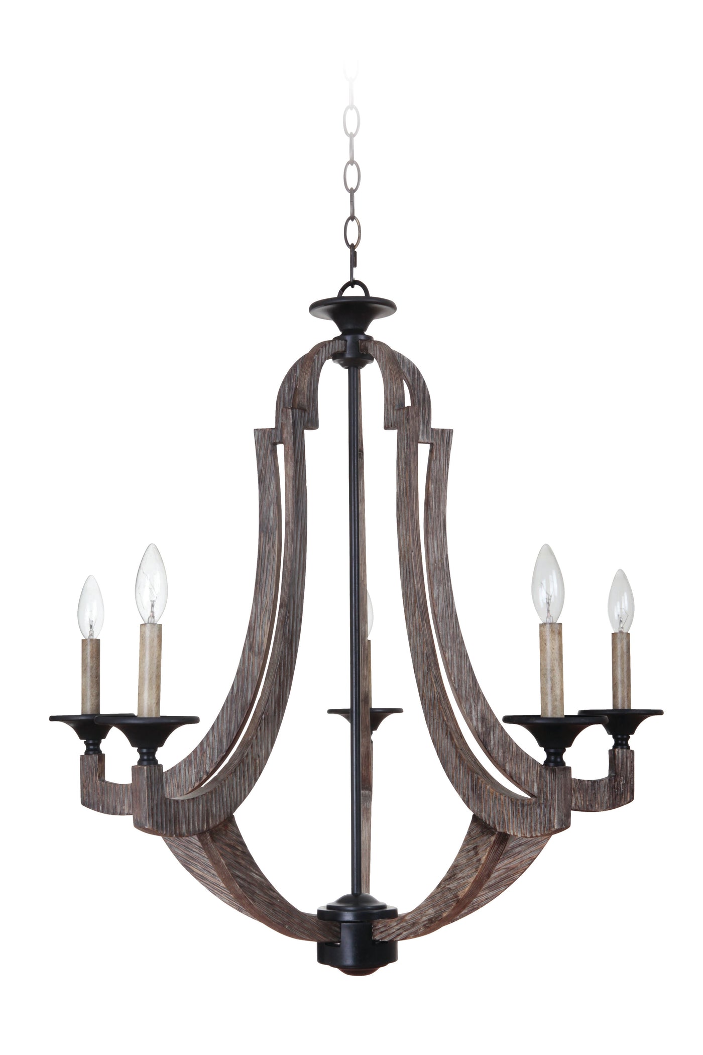 ##Antique Hardware## Winton 5 Light Chandelier in Weathered Pine/Bronze