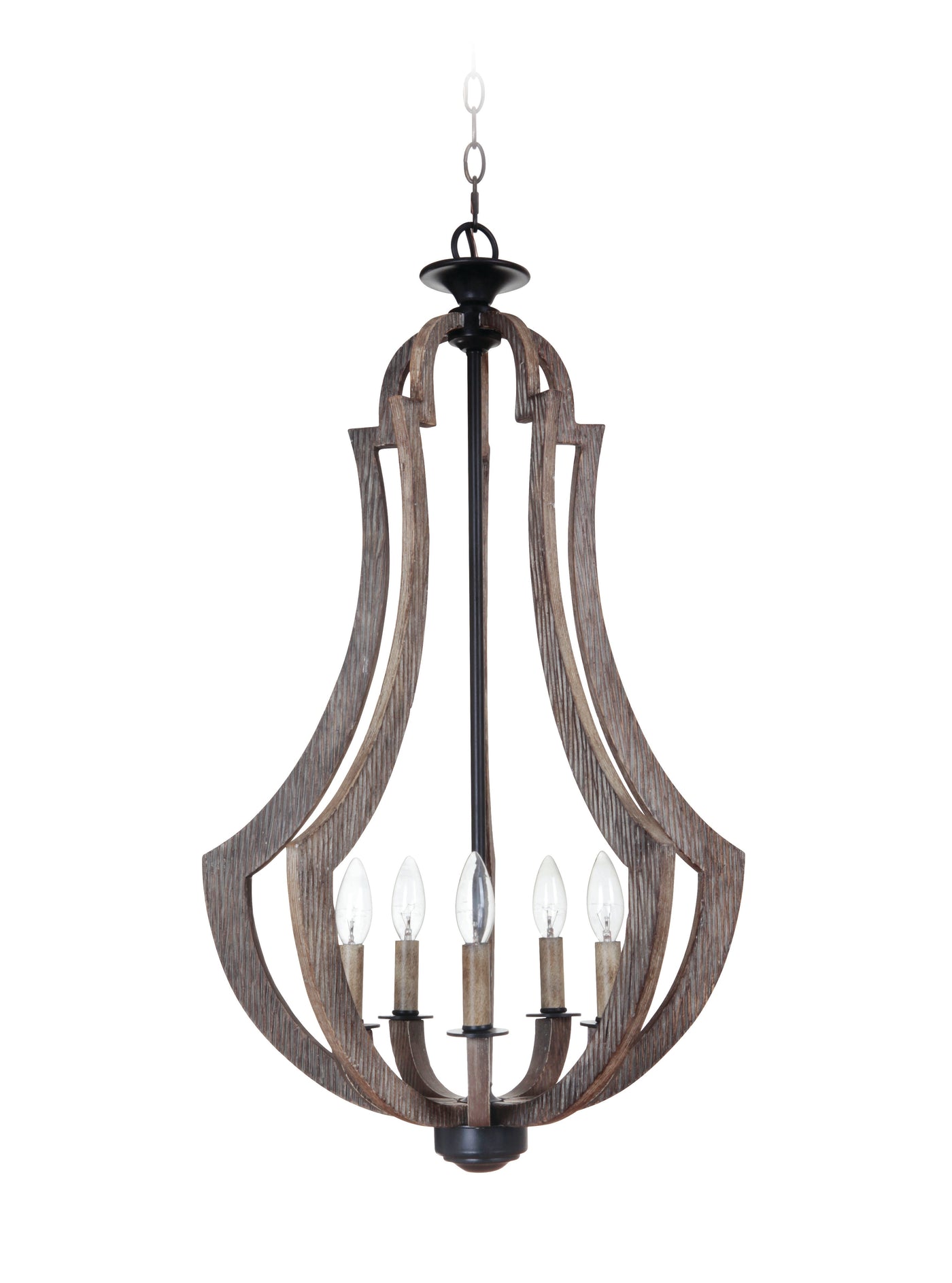 ##Antique Hardware## Winton 5 Light Foyer in Weathered Pine/Bronze