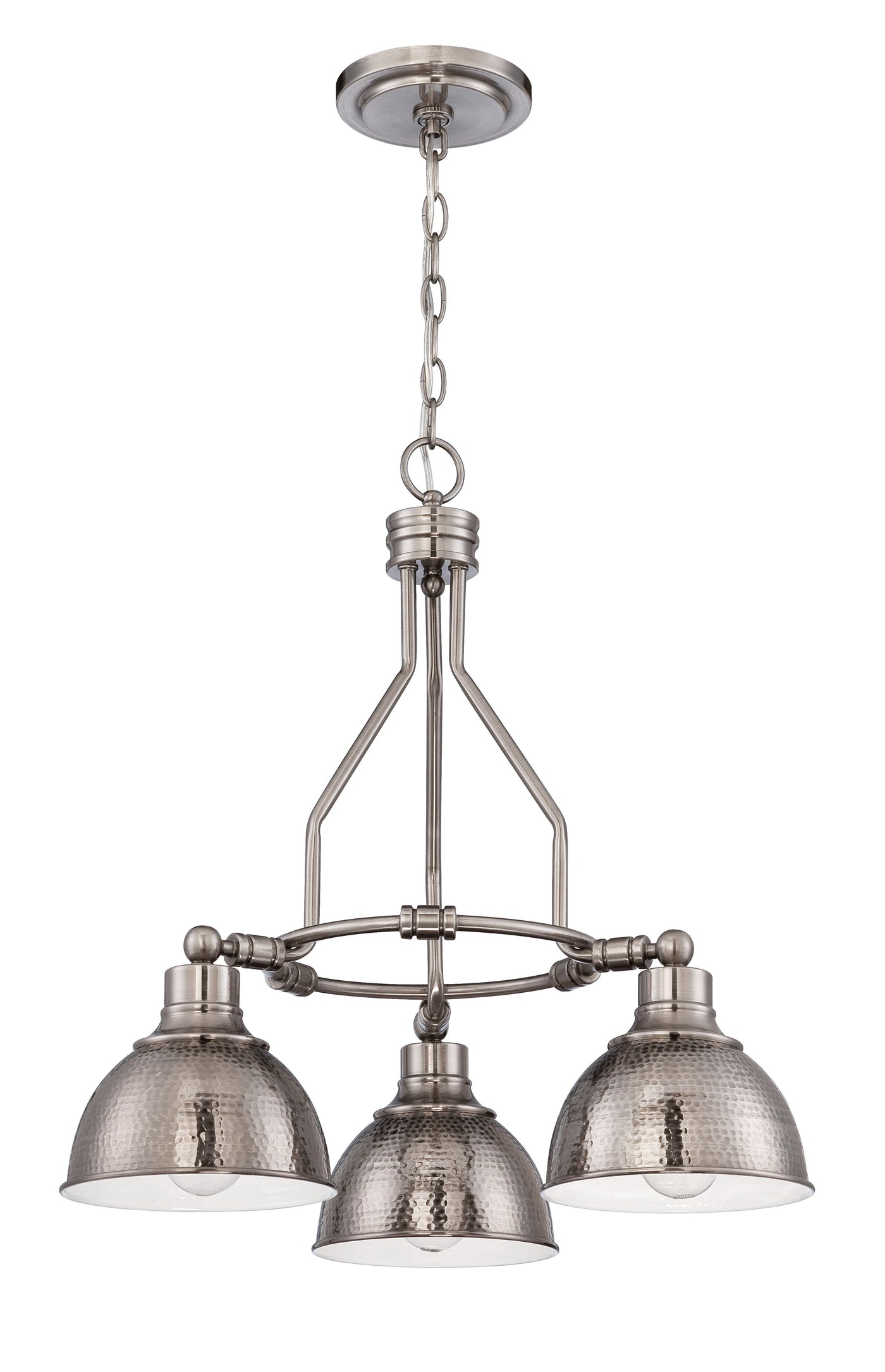 ##Antique Hardware## Timarron 3 Light Down Chandelier in Antique Nickel