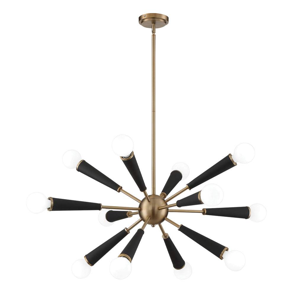 ##Antique Hardware## Zodiac 12 Light Aged Brass Chandelier