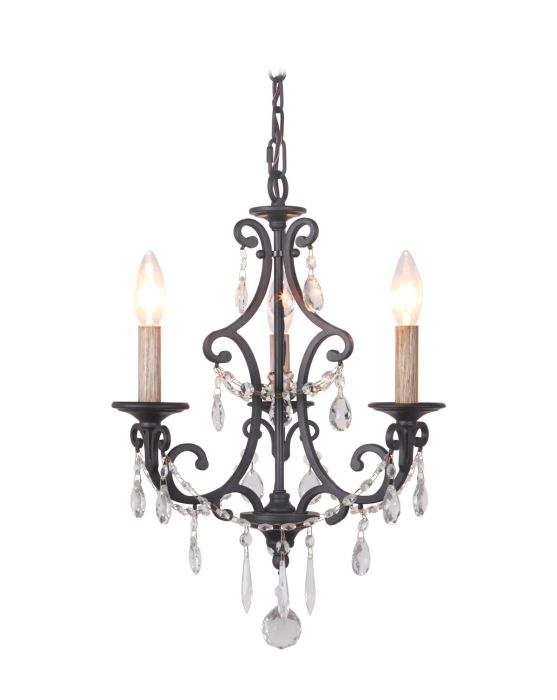 Antique Hardware Bentley 3 Light Chandelier in Matte Black Chandelier