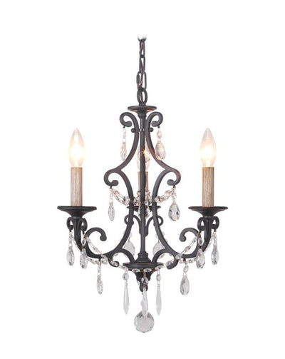 Antique Hardware Bentley 3 Light Chandelier in Matte Black Chandelier