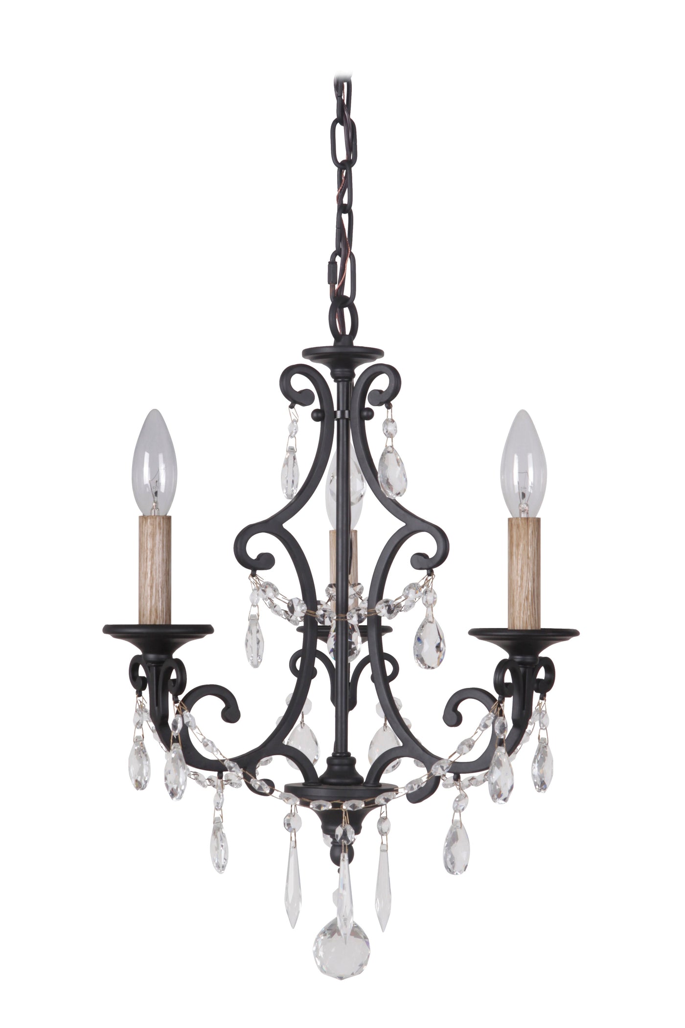 Antique Hardware Bentley 3 Light Chandelier in Matte Black Chandelier