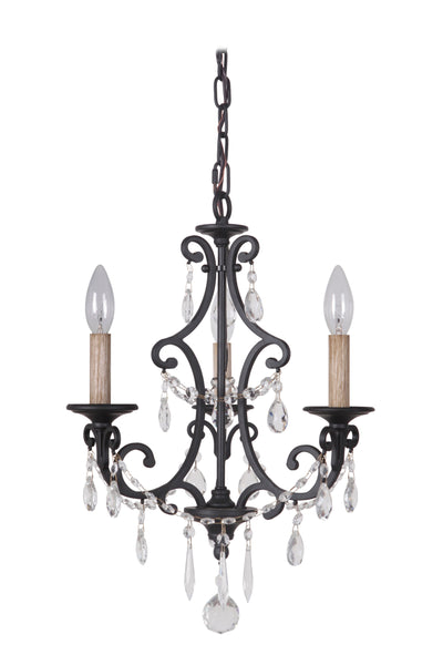 Antique Hardware Bentley 3 Light Chandelier in Matte Black Chandelier