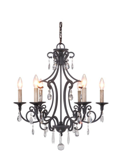 Antique Hardware Bentley 6 Light Chandelier in Matte Black Chandelier