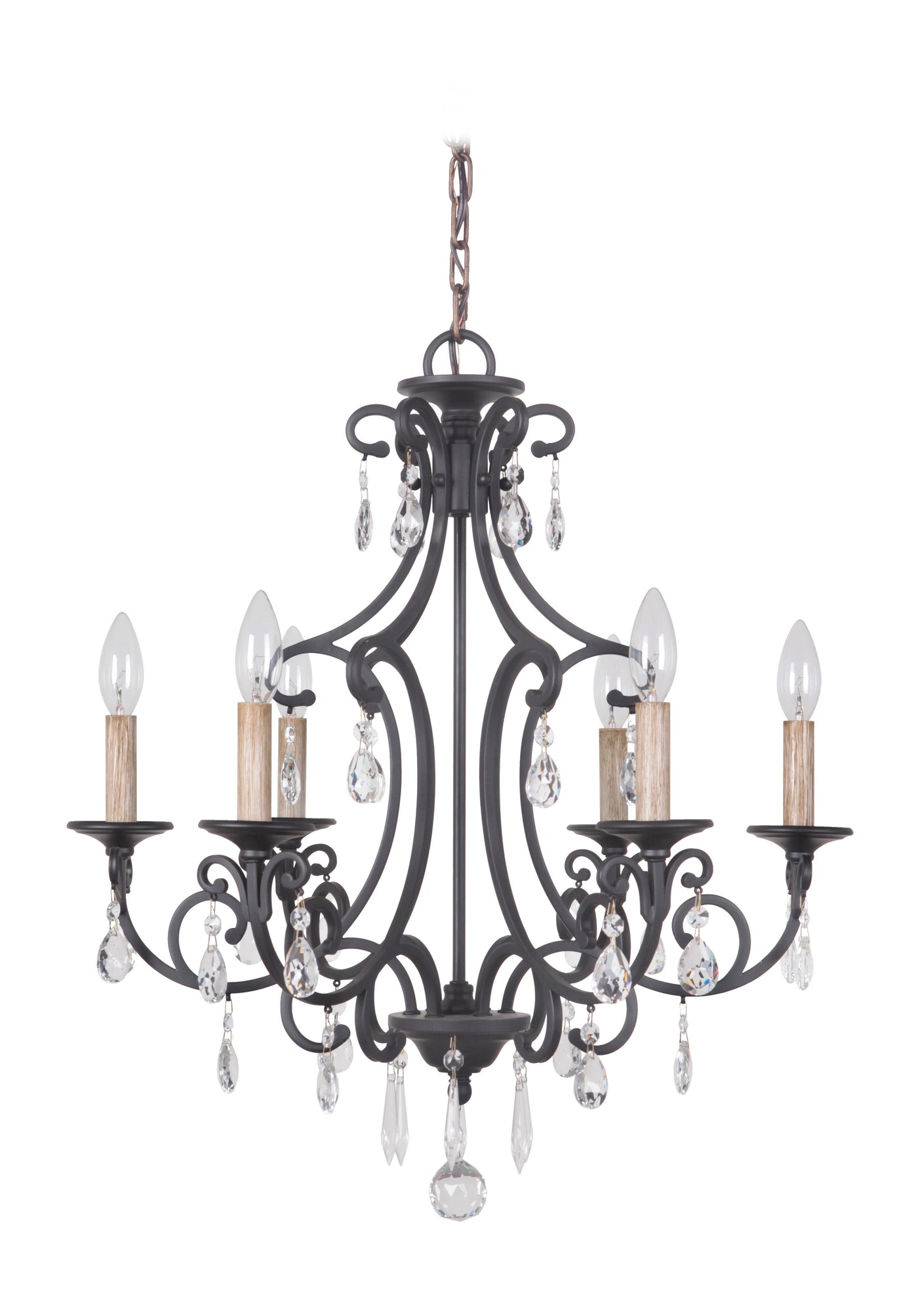 Antique Hardware Bentley 6 Light Chandelier in Matte Black Chandelier