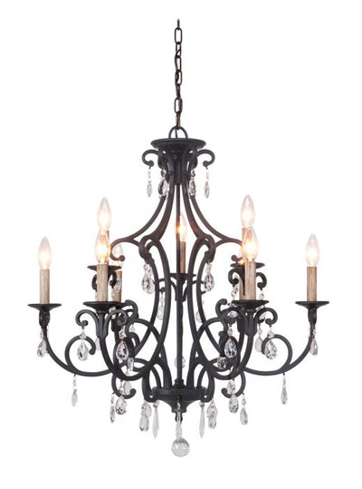 Antique Hardware Bentley 9 Light Chandelier in Matte Black Chandelier