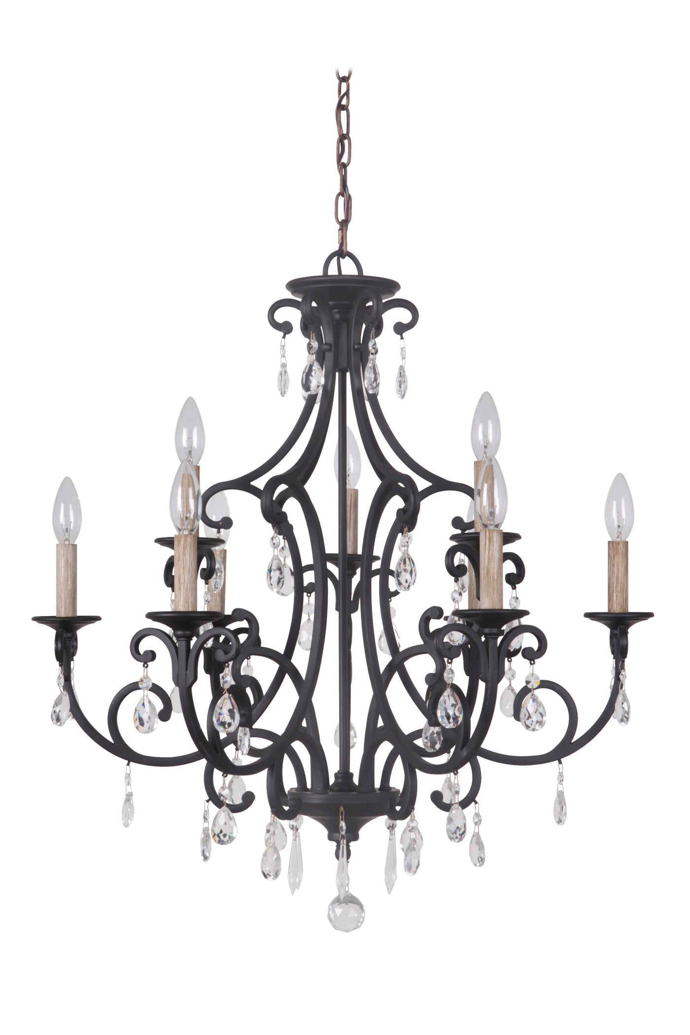 Antique Hardware Bentley 9 Light Chandelier in Matte Black Chandelier