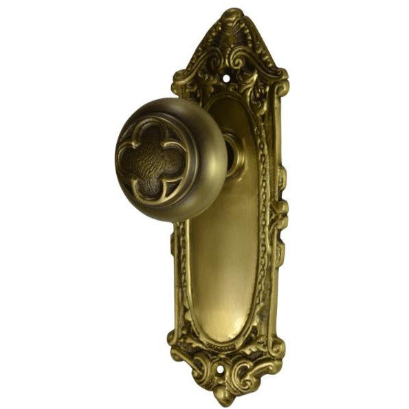 ##Antique Hardware## Ornate Victorian Long Backplate Door Set with Clover Door Knobs (Several Finishes Available)