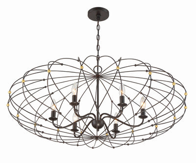 ##Antique Hardware## Zucca 6 Light English Bronze + Antique Gold Chandelier