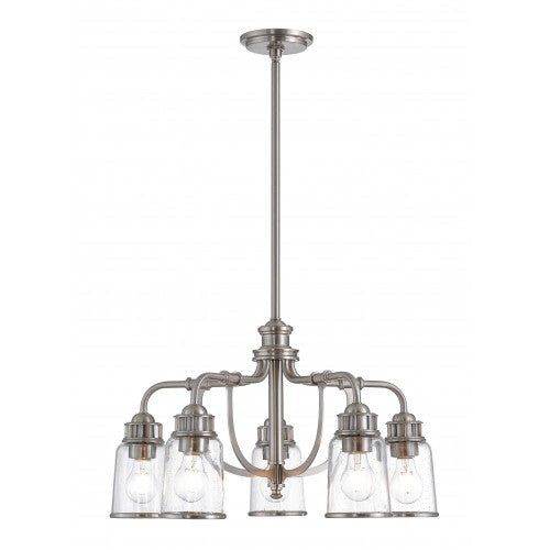 Antique Hardware 5 Light Brushed Nickel Dinette Chandelier Chandelier