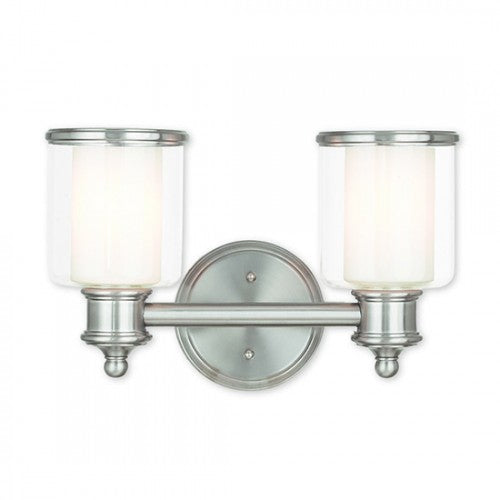 Antique Hardware 2 Light Brushed Nickel Bath Light Wall Sconce