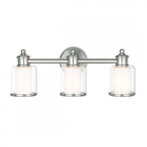 Antique Hardware 3 Light Brushed Nickel Bath Light Wall Sconce