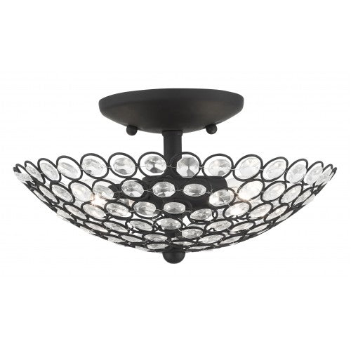 Antique Hardware 2 Light Black Semi Flush Semi Flush