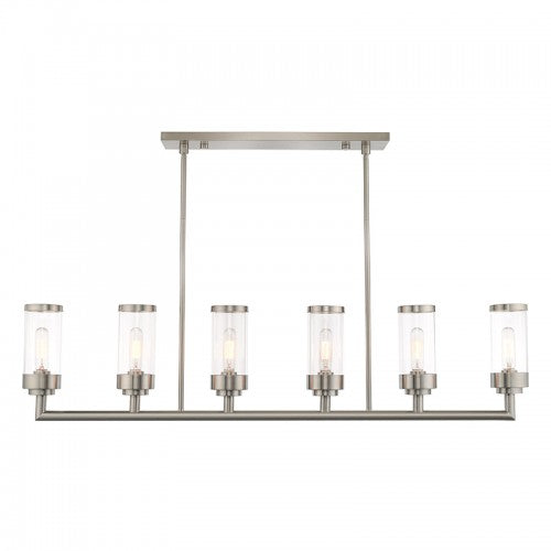 Antique Hardware 6 Light Brushed Nickel Linear Chandelier Linear