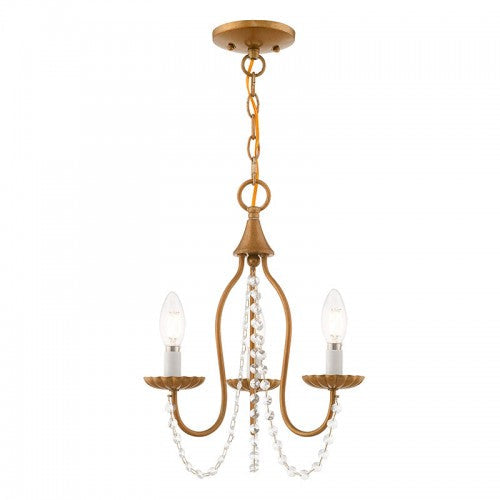 Antique Hardware 3 Light Antique Gold Leaf Chandelier Chandelier