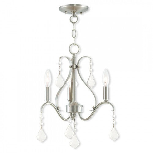 Antique Hardware 3 Light Brushed Nickel Chandelier Chandelier