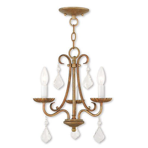 Antique Hardware 3 Light Antique Gold Leaf Chandelier Chandelier