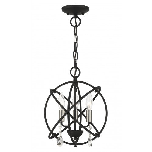 Antique Hardware 3 Light Black Convertible Chandelier / Semi Flush Chandelier