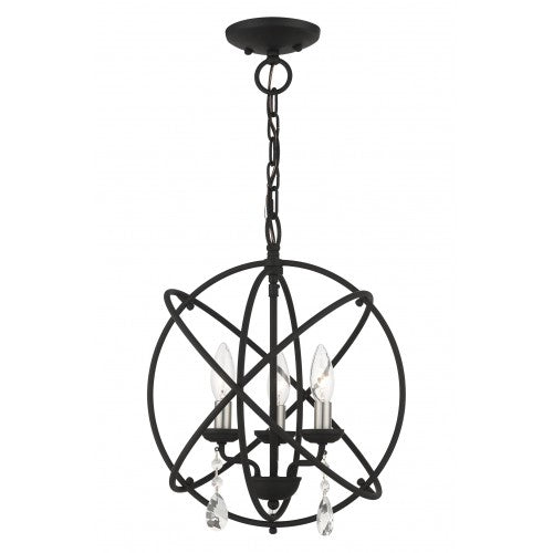 Antique Hardware 3 Light Black Convertible Chandelier / Semi Flush Chandelier