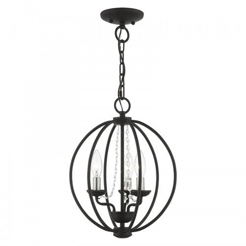 Antique Hardware 3 Light Black with Brushed Nickel Finish Candles Globe Convertible Mini Chandelier/ Semi-Flush Chandelier