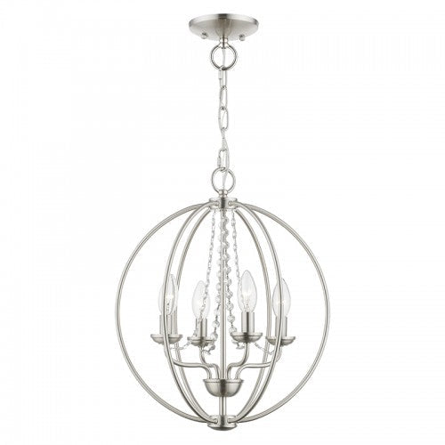 Antique Hardware 4 Light Brushed Nickel Globe Convertible Chandelier/ Semi-Flush Chandelier