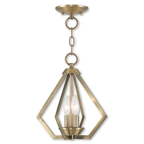 Antique Hardware 2 Light Antique Brass Chandelier/Ceiling Mount Pendant