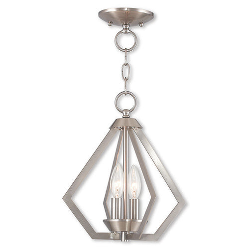 Antique Hardware 2 Light Brushed Nickel Chandelier/Ceiling Mount Pendant