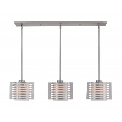 Antique Hardware 3 Light Brushed Nickel Linear Chandelier Linear