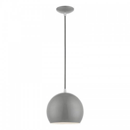 Antique Hardware 1 Light Shiny Light Gray with Polished Chrome Accents Globe Pendant Pendant