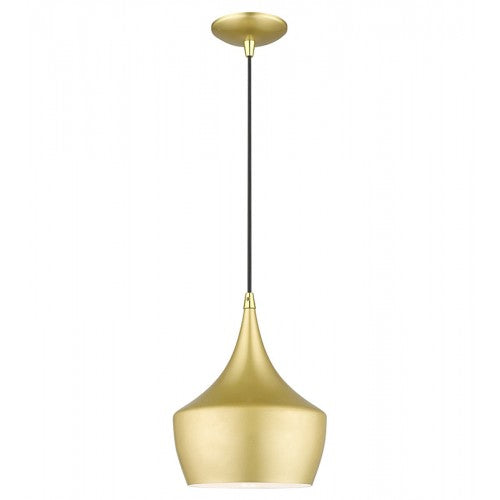 Antique Hardware 1 Light Soft Gold Pendant with Polished Brass Finish Accents Pendant